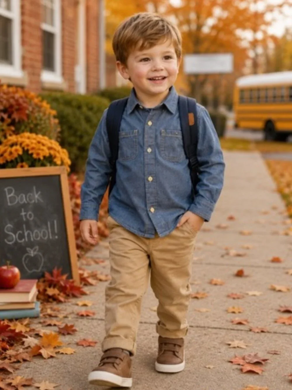 Carter’s Boys 4T Chambray Denim Button Down Shirt Long Sleeve Blue